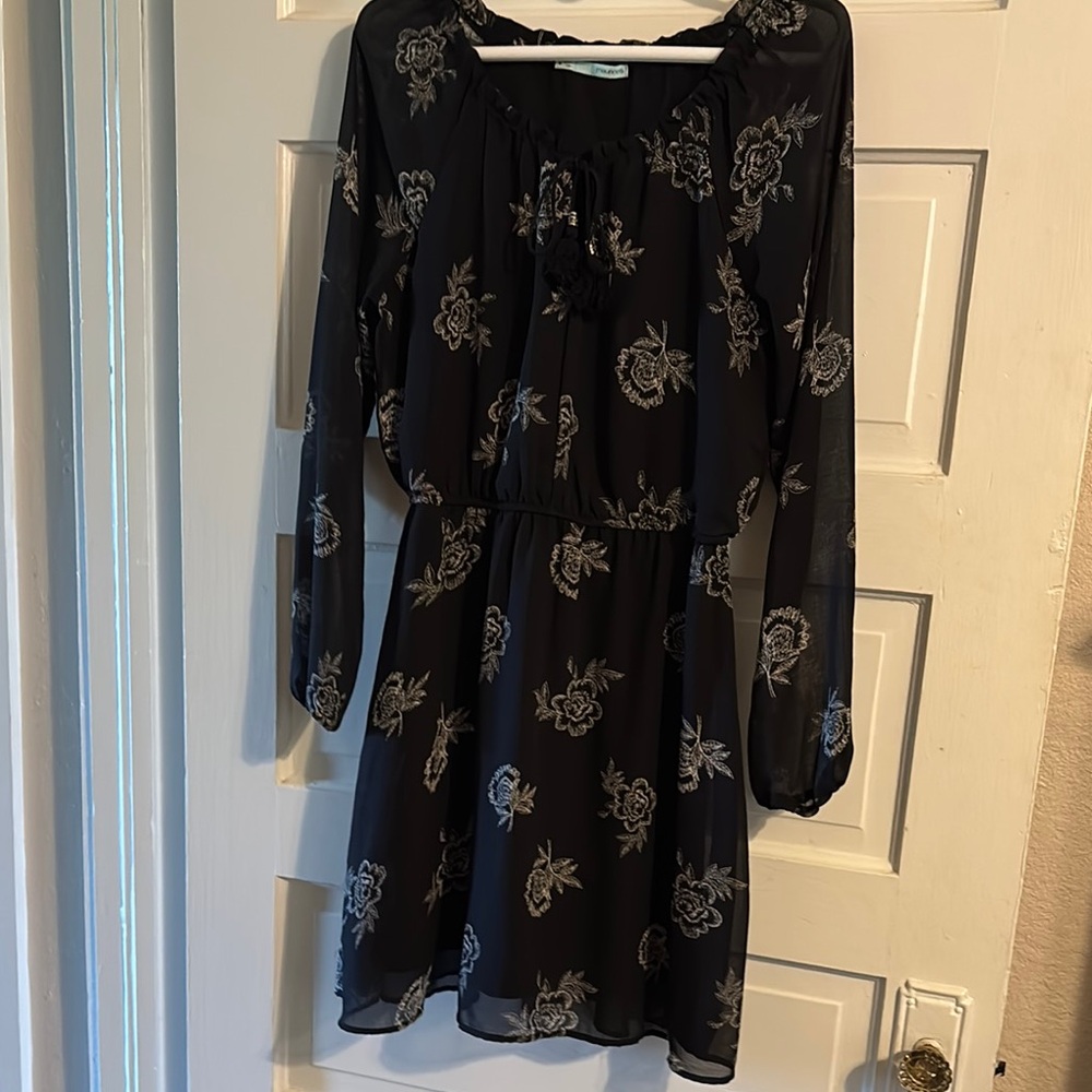 Maurices Blue and Black Tiered Wrap Sundress